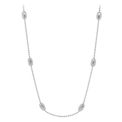 Sterling Silver Polished Oval Bead Stations Necklace 18"