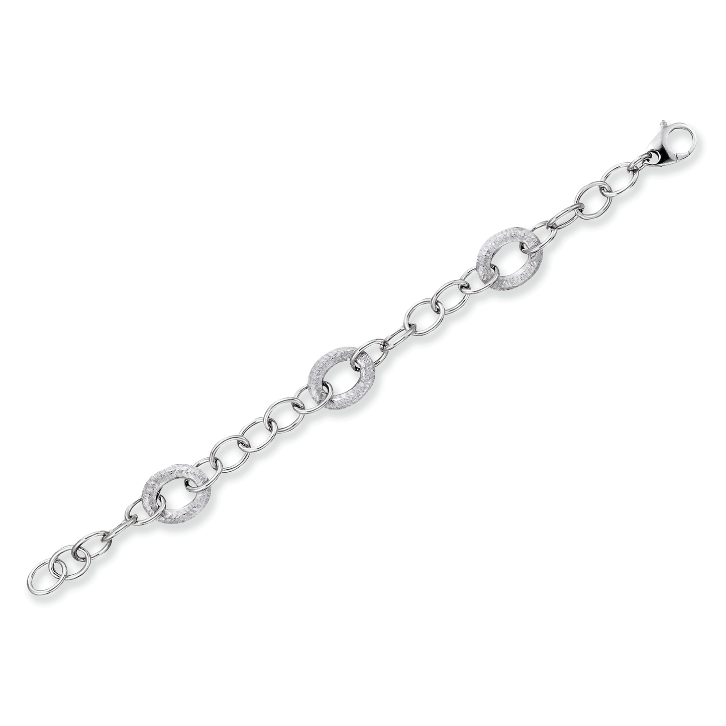 Franco Stellari Italian Sterling Silver Frosted Ovals Link Bracelet, 7.5"