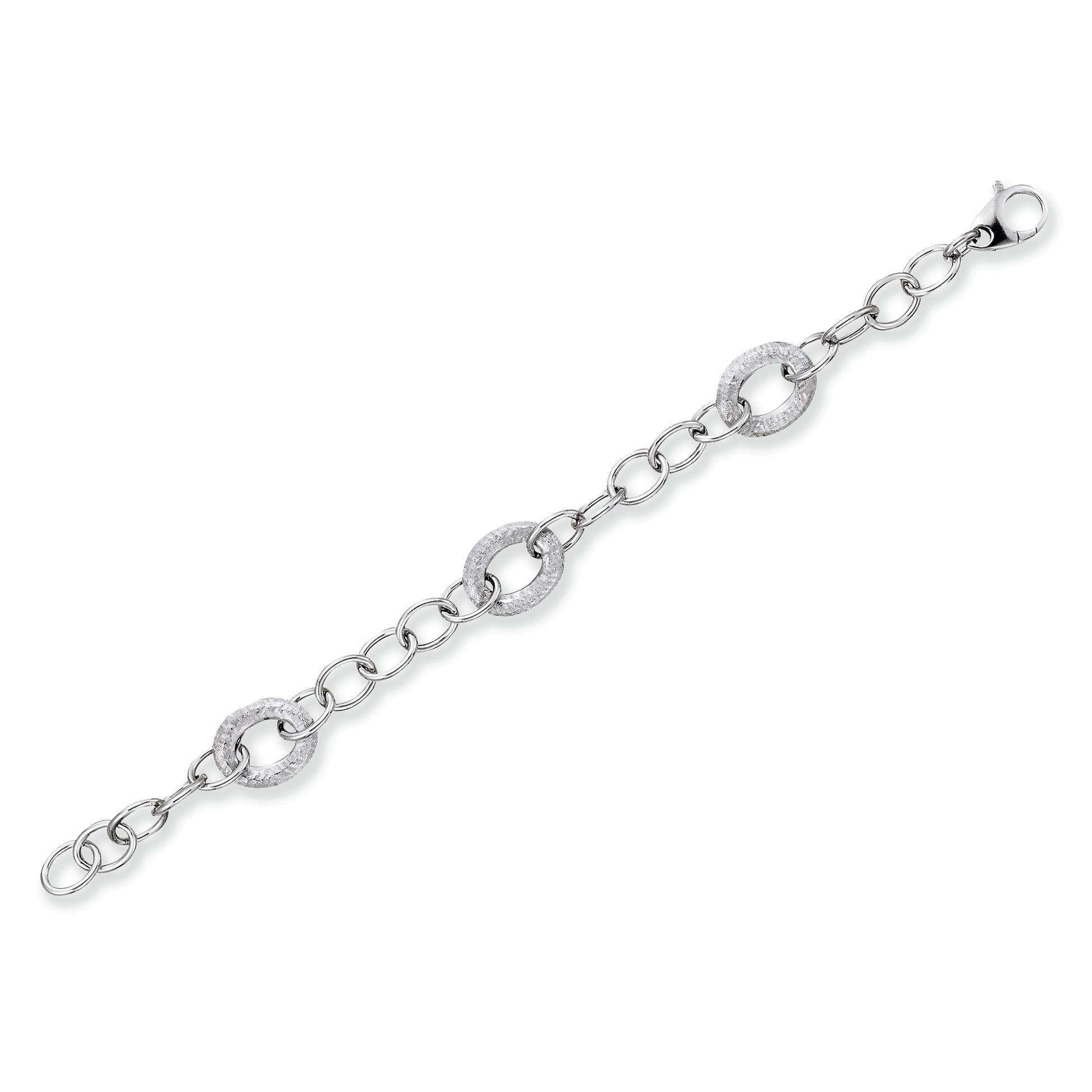 Franco Stellari Italian Sterling Silver Frosted Ovals Link Bracelet, 7.5"