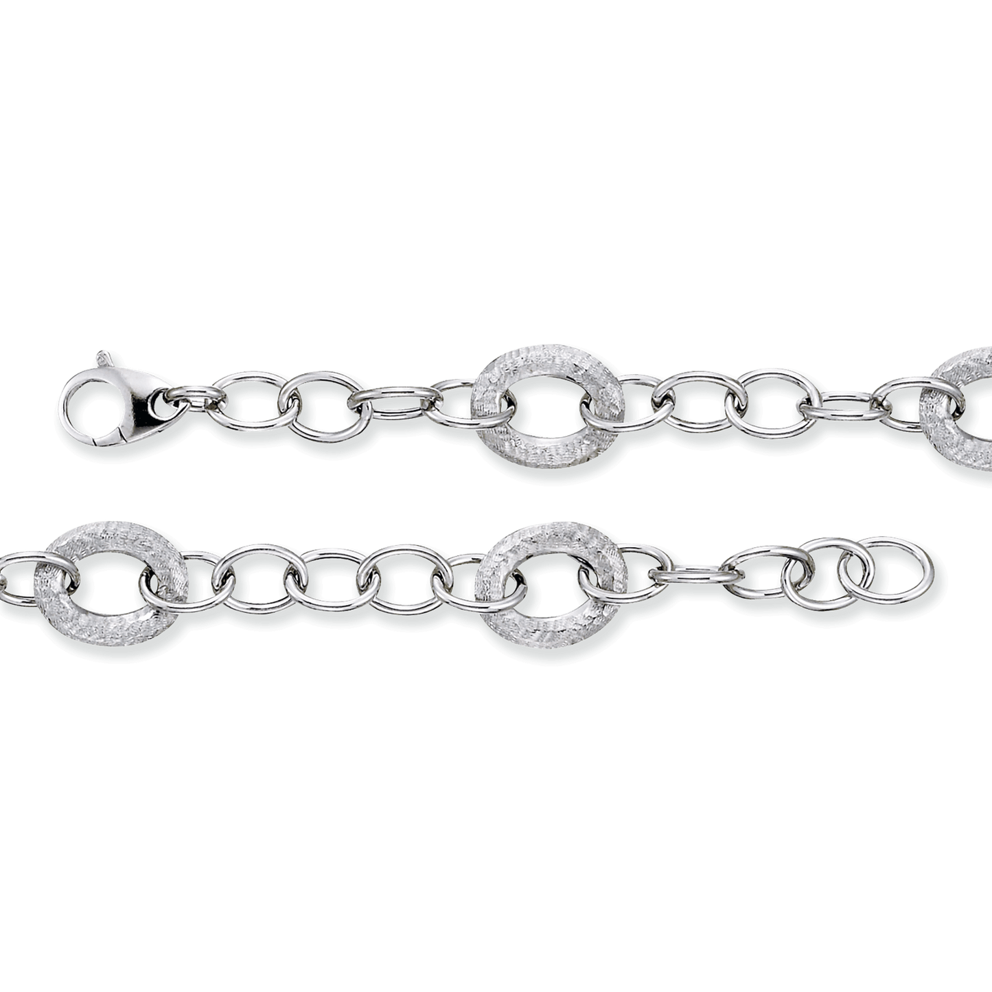 Franco Stellari Italian Sterling Silver Frosted Ovals Link Bracelet, 7.5"