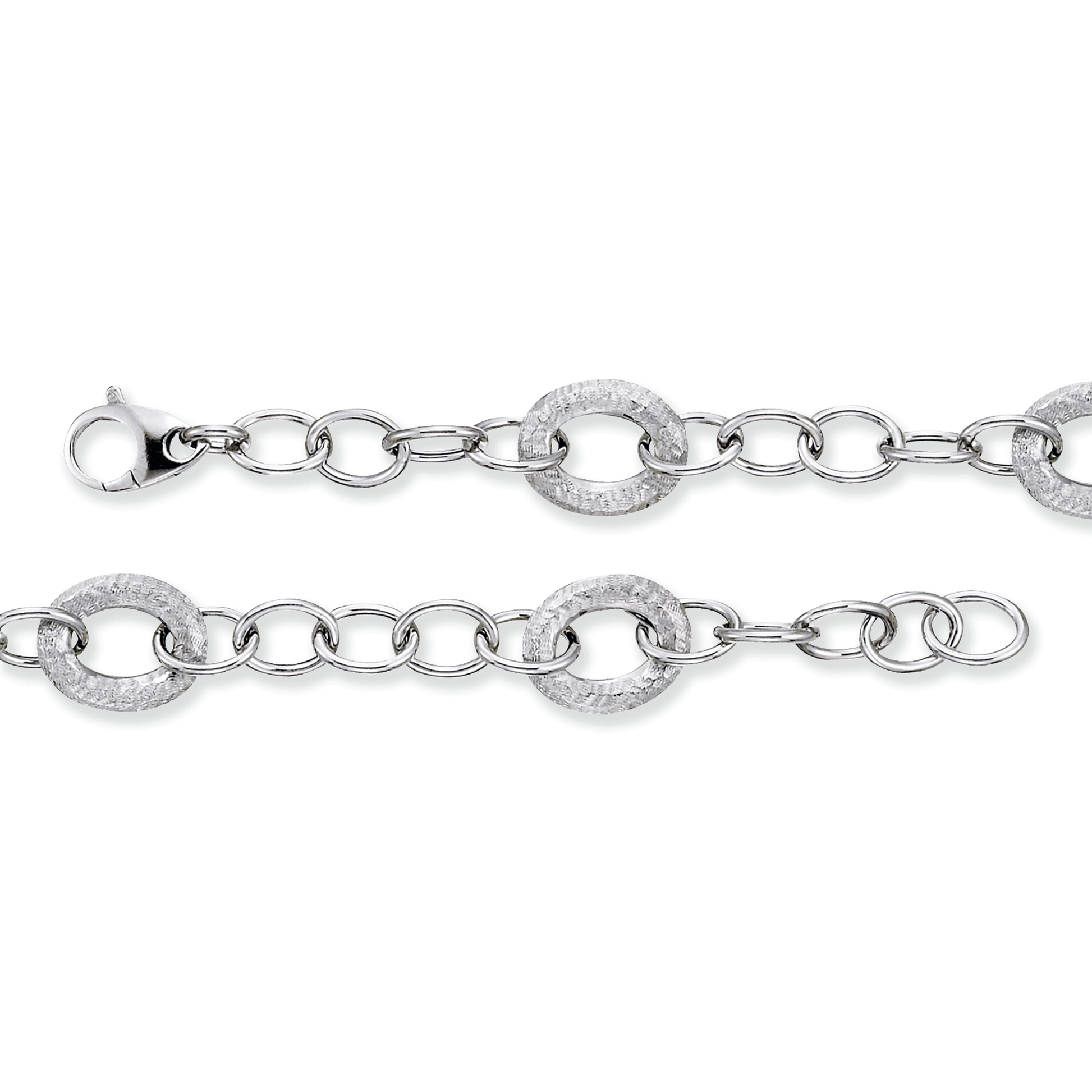 Franco Stellari Italian Sterling Silver Frosted Ovals Link Bracelet, 7.5"