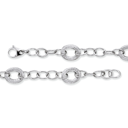 Franco Stellari Italian Sterling Silver Frosted Ovals Link Bracelet, 7.5"