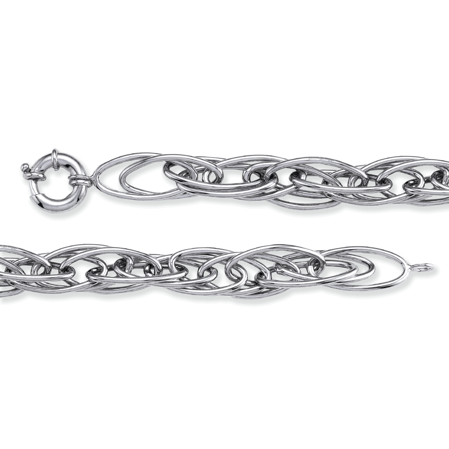 Franco Stellari Italian Sterling Silver Open Link Chunky Rope Bracelet, 7.5"