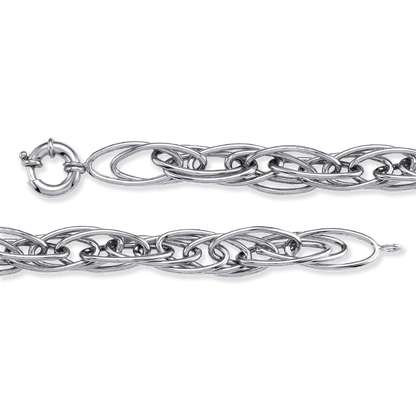 Franco Stellari Italian Sterling Silver Open Link Chunky Rope Bracelet, 7.5"