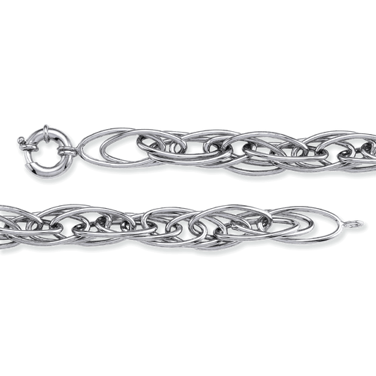 Franco Stellari Italian Sterling Silver Open Link Chunky Rope Bracelet, 7.5"