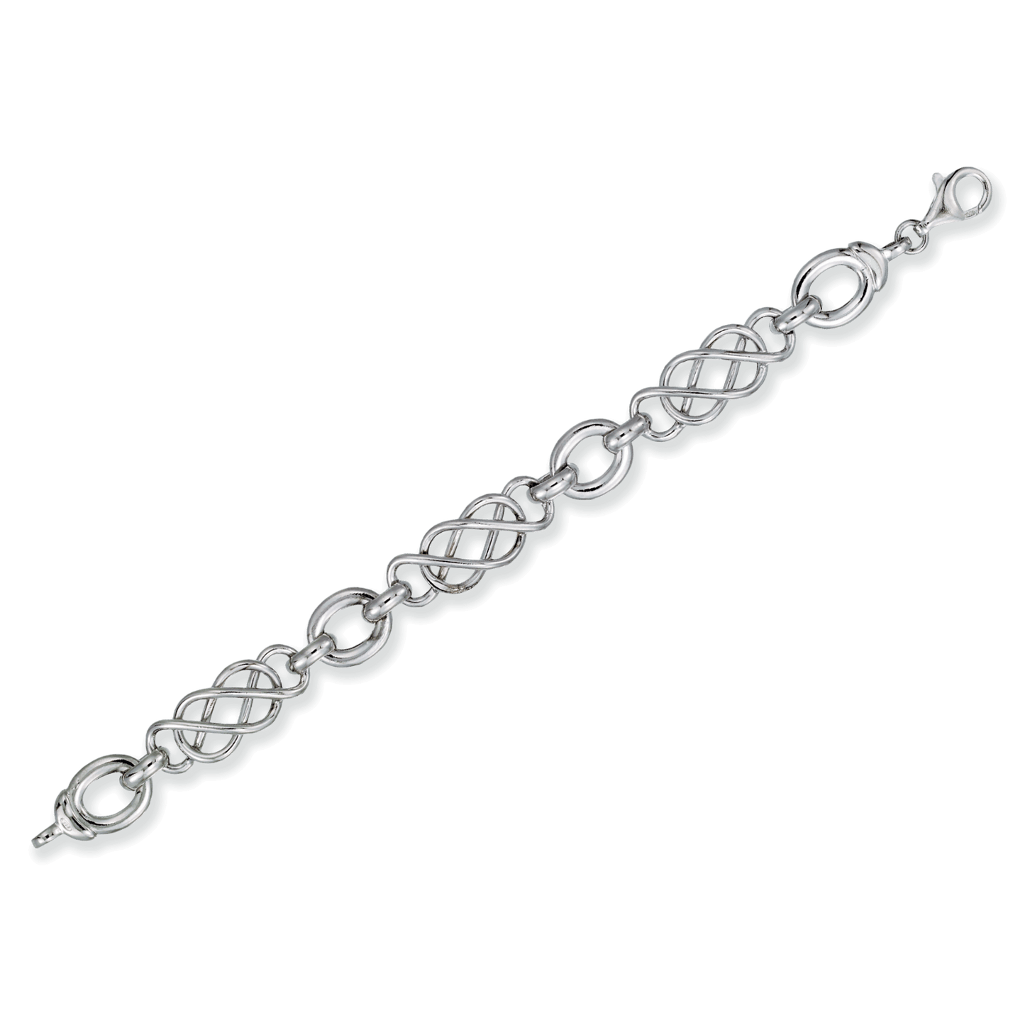 Franco Stellari Italian Sterling Silver Double Infinity Bracelet, 7.5"