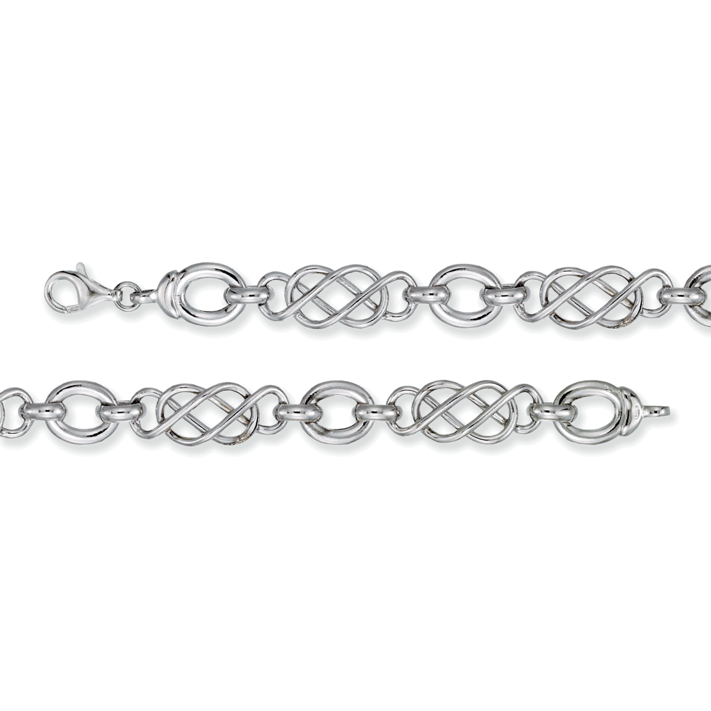 Franco Stellari Italian Sterling Silver Double Infinity Bracelet, 7.5"