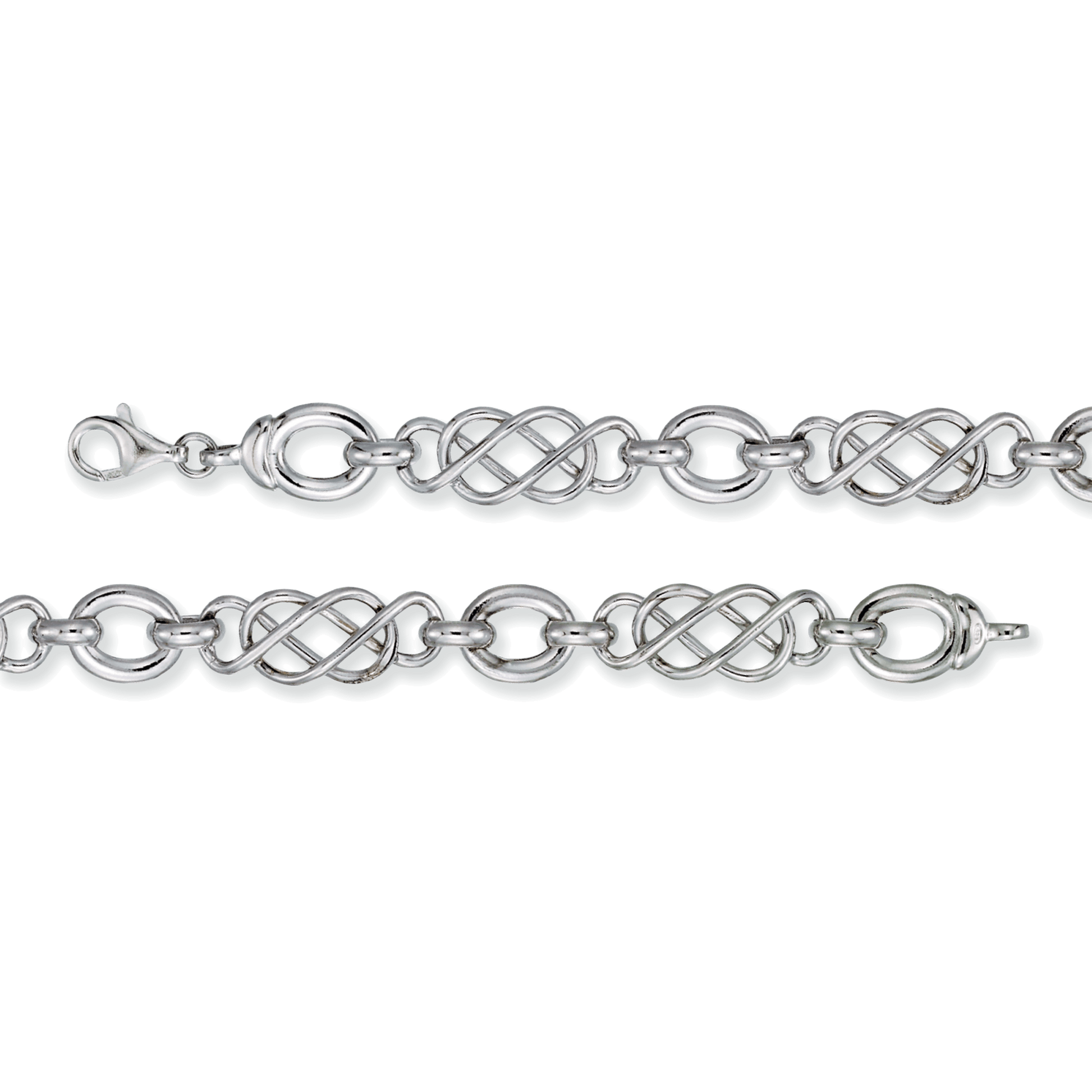 Franco Stellari Italian Sterling Silver Double Infinity Bracelet, 7.5"