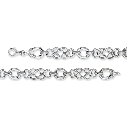 Franco Stellari Italian Sterling Silver Double Infinity Bracelet, 7.5"