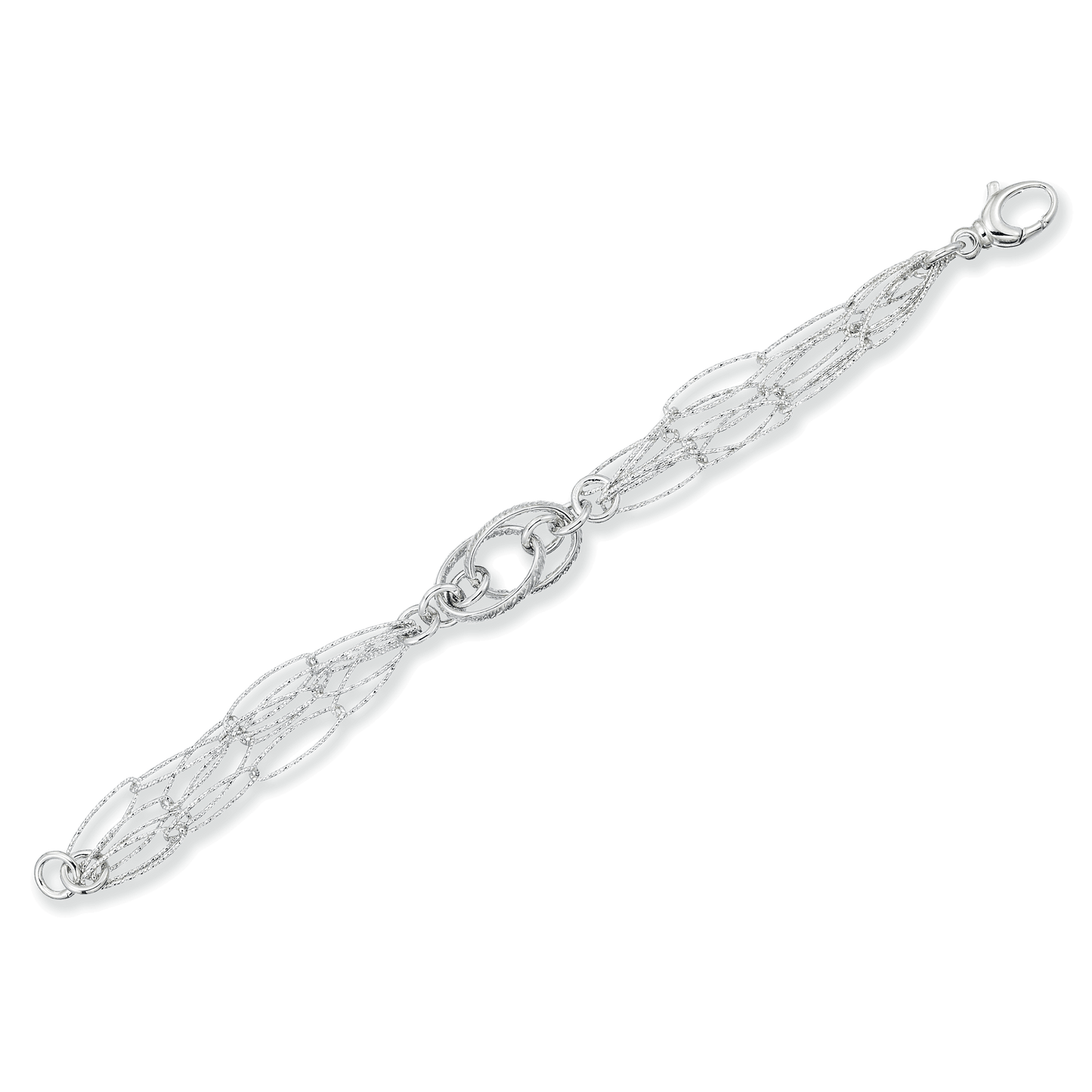 Franco Stellari Italian Sterling Silver Fancy Oval Link Bracelet, 7.5"