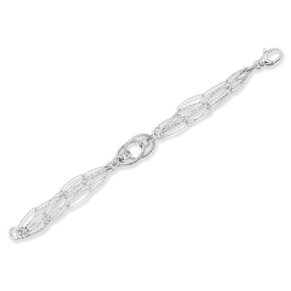 Franco Stellari Italian Sterling Silver Fancy Oval Link Bracelet, 7.5"