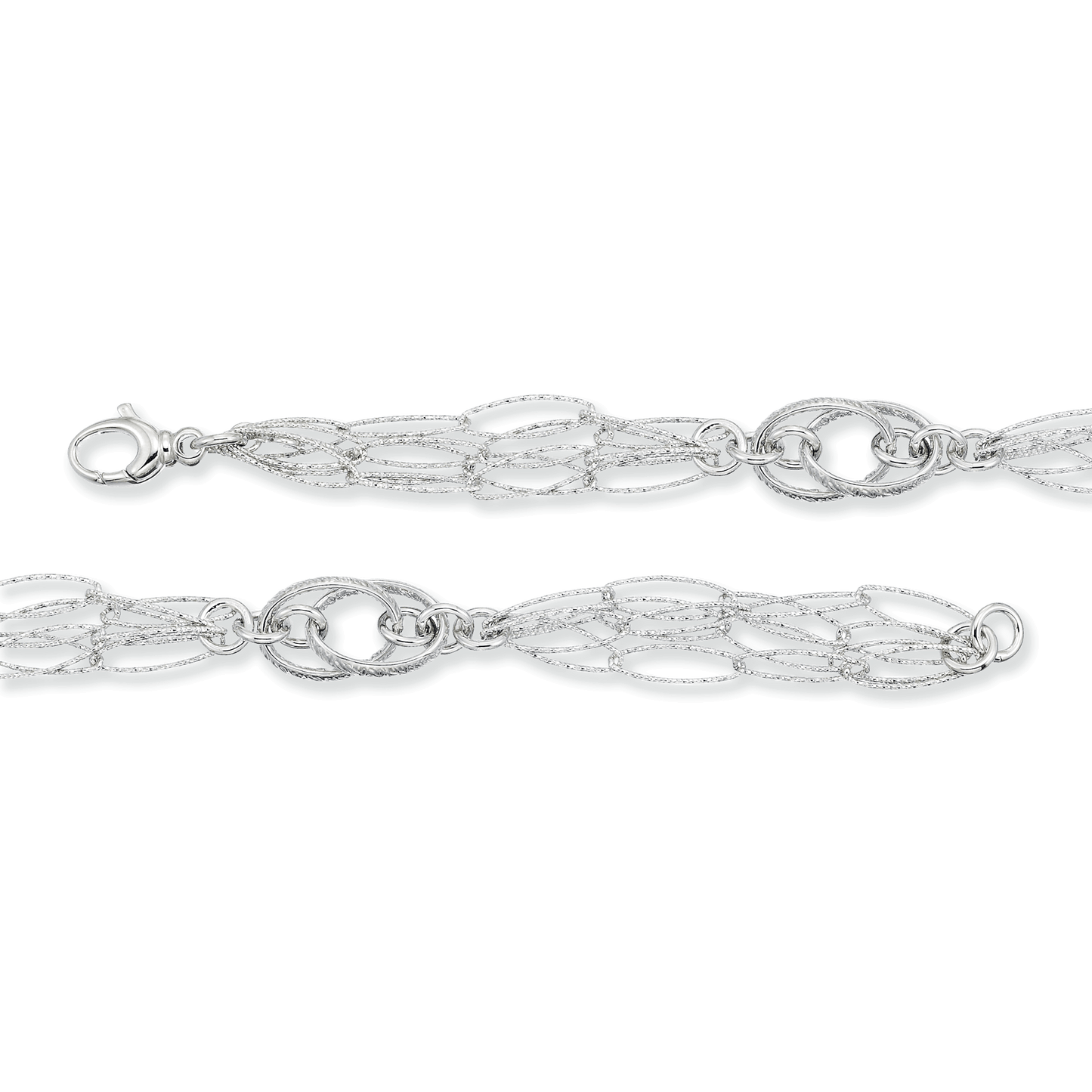 Franco Stellari Italian Sterling Silver Fancy Oval Link Bracelet, 7.5"