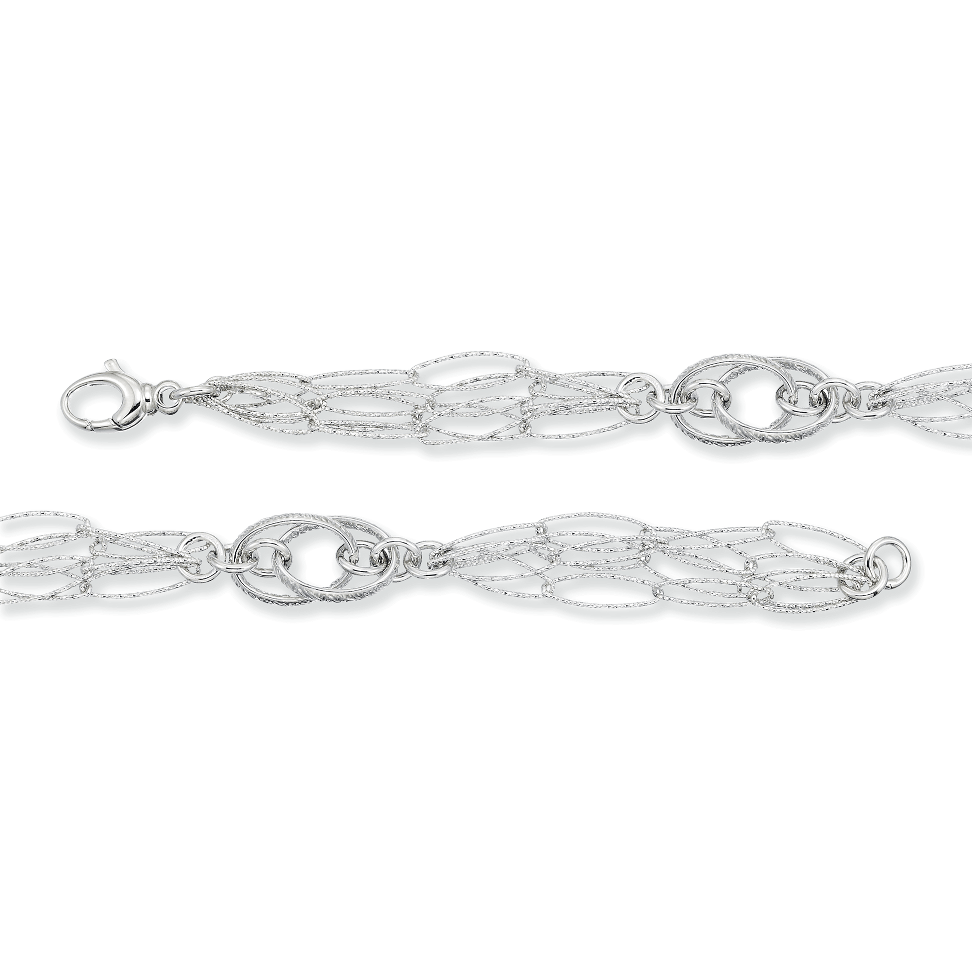 Franco Stellari Italian Sterling Silver Fancy Oval Link Bracelet, 7.5"