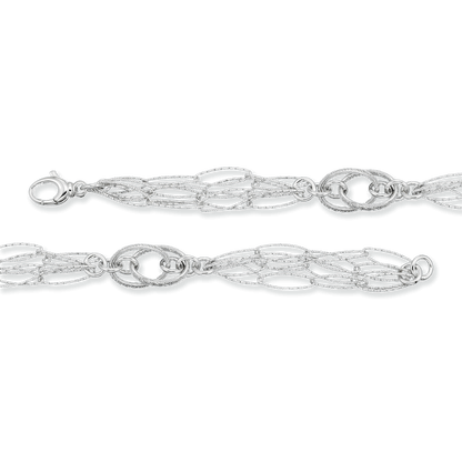 Franco Stellari Italian Sterling Silver Fancy Oval Link Bracelet, 7.5"