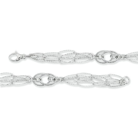 Franco Stellari Italian Sterling Silver Fancy Oval Link Bracelet, 7.5"