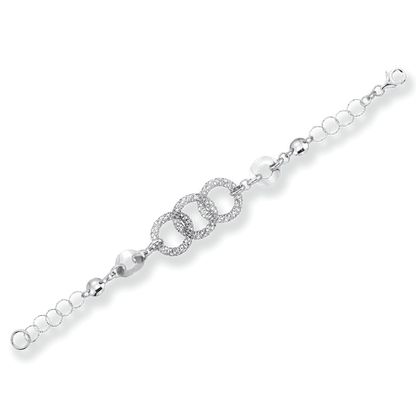 Franco Stellari Italian Sterling Silver Fancy Circle & Mesh Link Bracelet, 7.5"