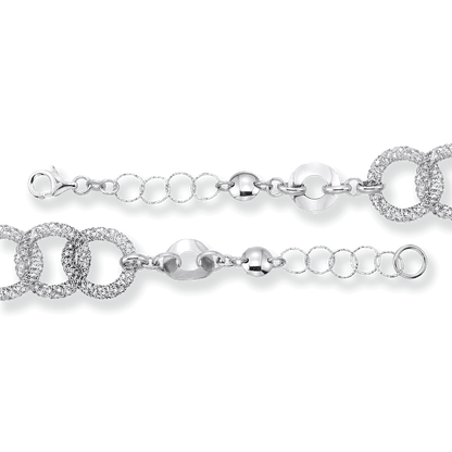 Franco Stellari Italian Sterling Silver Fancy Circle & Mesh Link Bracelet, 7.5"