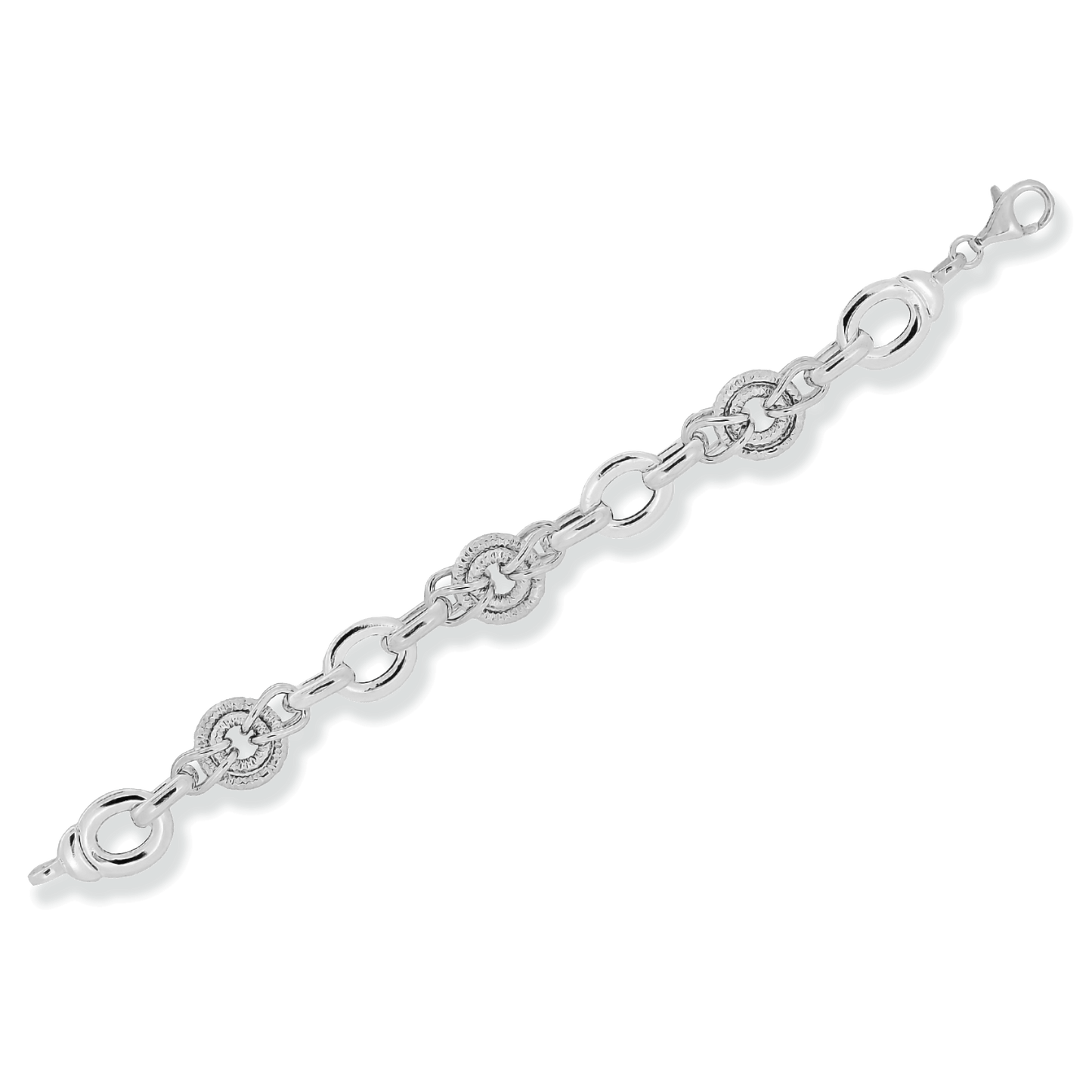 Franco Stellari Italian Sterling Silver Circle Links Bracelet, 8"