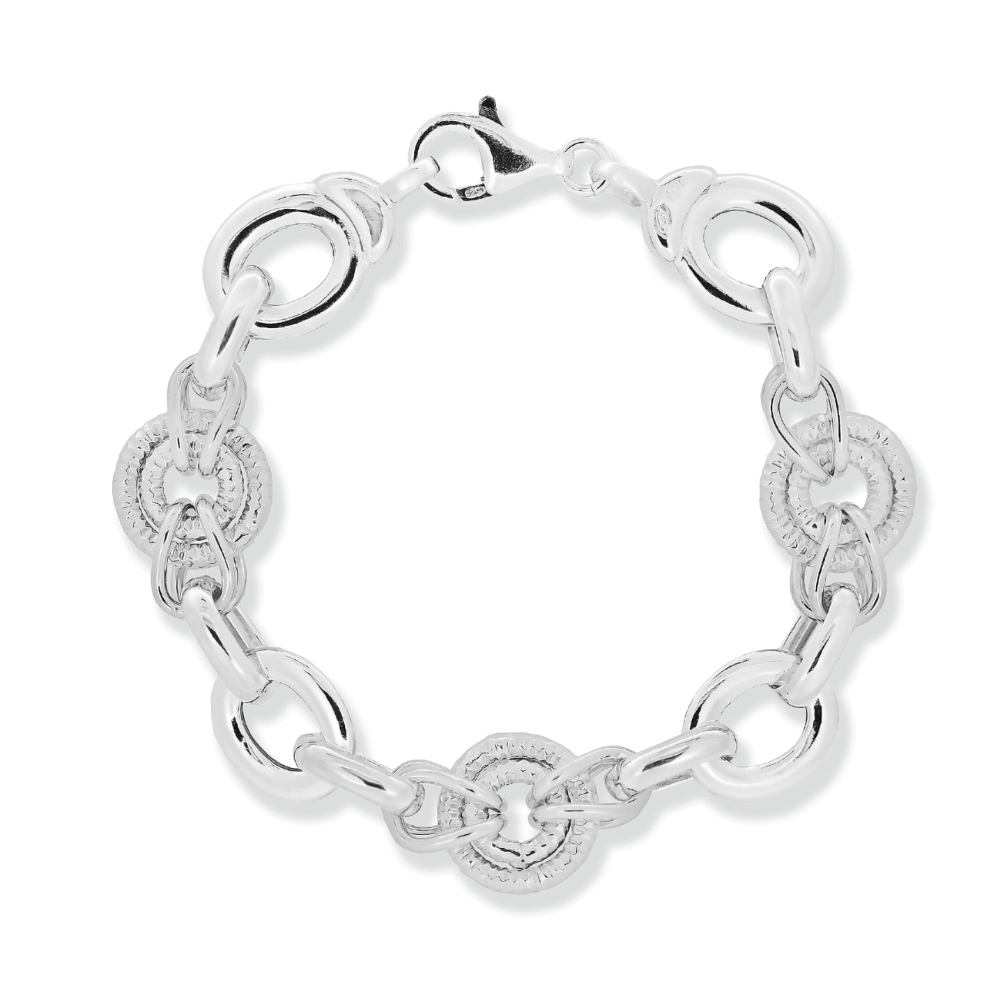 Franco Stellari Italian Sterling Silver Circle Links Bracelet, 8"
