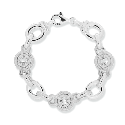 Franco Stellari Italian Sterling Silver Circle Links Bracelet, 8"