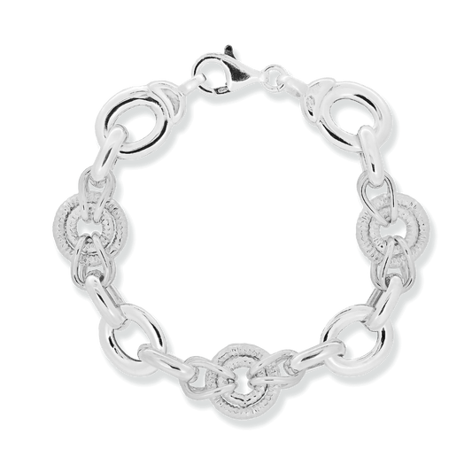Franco Stellari Italian Sterling Silver Circle Links Bracelet, 8"