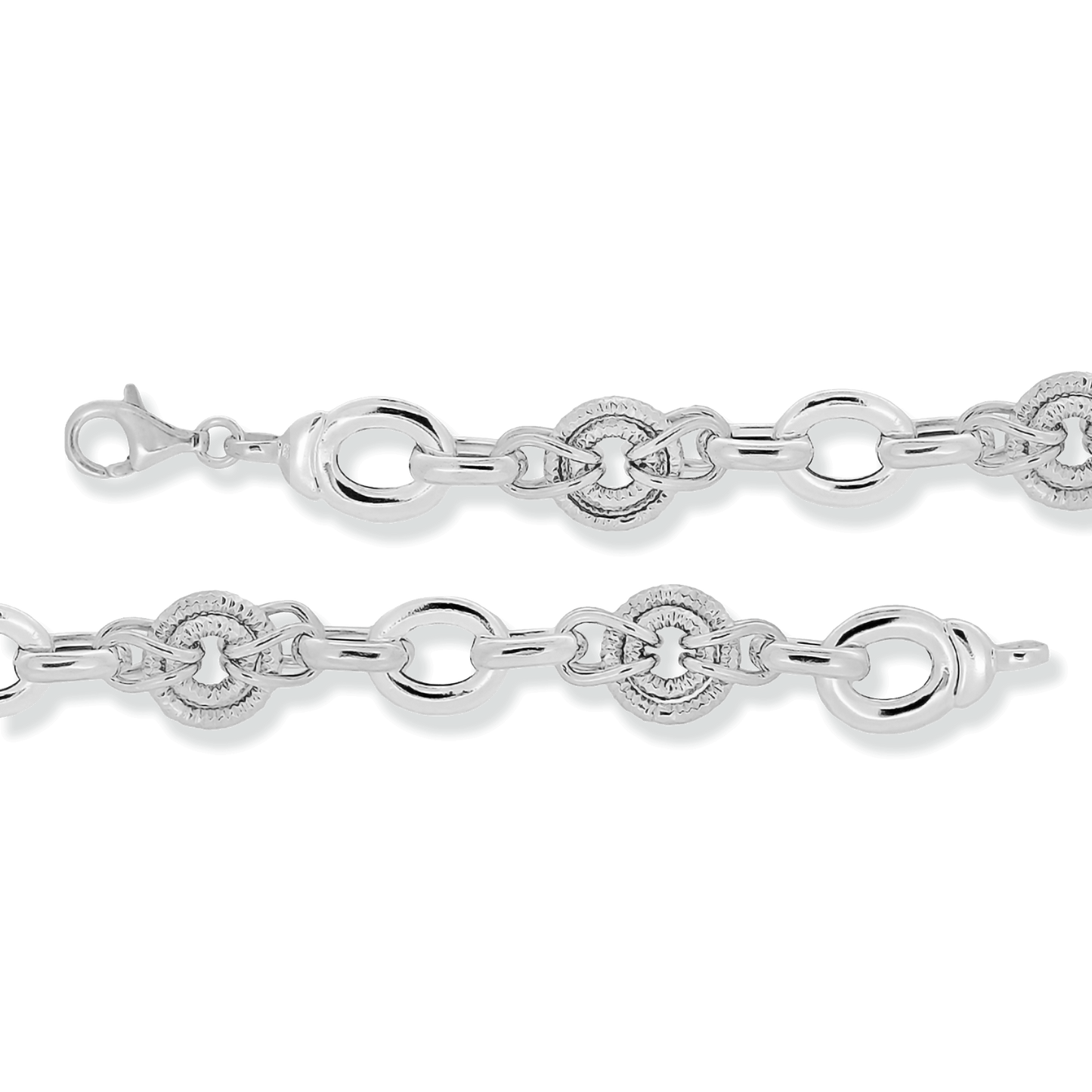 Franco Stellari Italian Sterling Silver Circle Links Bracelet, 8"