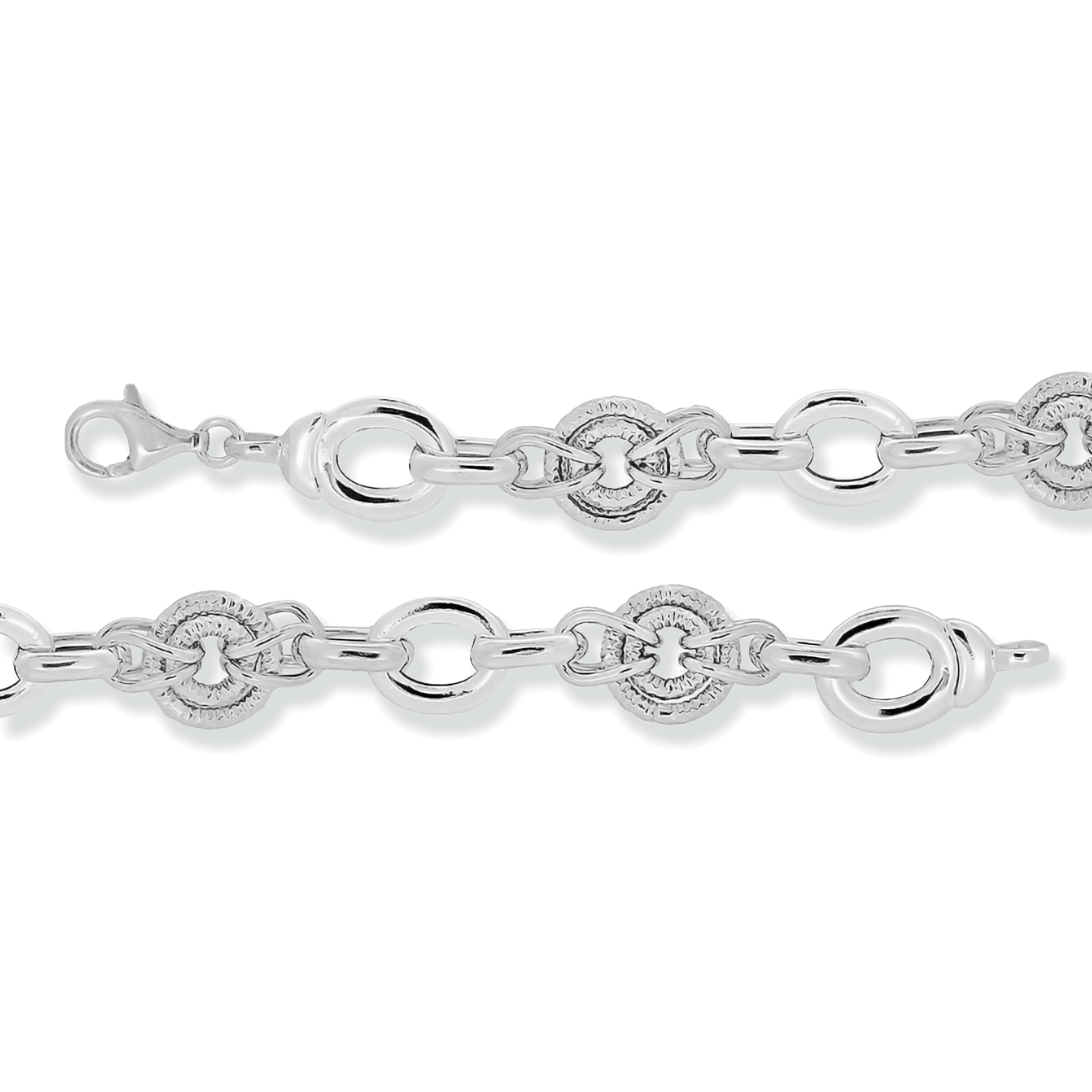 Franco Stellari Italian Sterling Silver Circle Links Bracelet, 8"