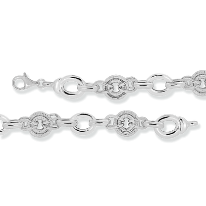 Franco Stellari Italian Sterling Silver Circle Links Bracelet, 8"
