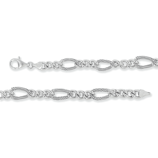 Franco Stellari Italian Sterling Silver Textured Figaro Link Bracelet, 7.5"