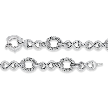 Italian Sterling Silver Fancy Infinity Link Bracelet, 7.5"