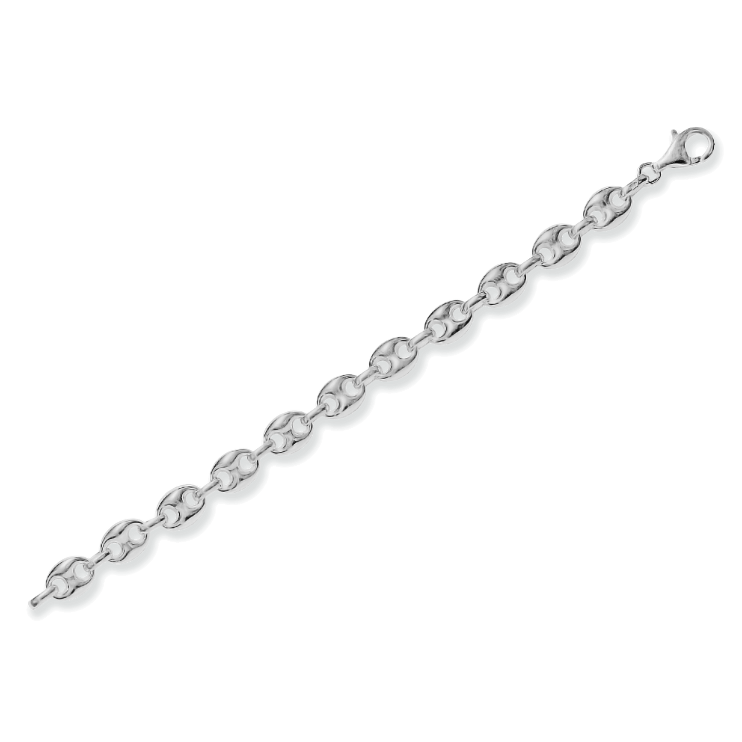 Franco Stellari Italian Sterling Silver Puffed Mariner Link Bracelet, 7.5"