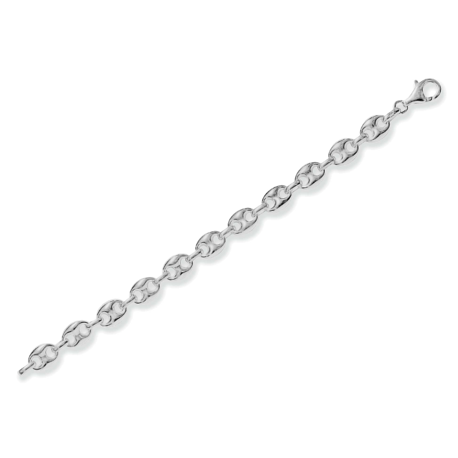 Franco Stellari Italian Sterling Silver Puffed Mariner Link Bracelet, 7.5"