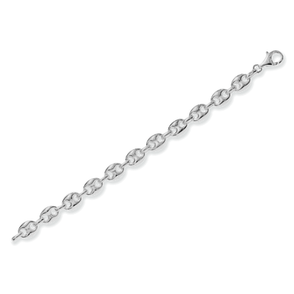 Franco Stellari Italian Sterling Silver Puffed Mariner Link Bracelet, 7.5"