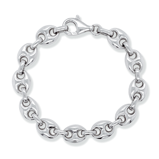 Franco Stellari Italian Sterling Silver Puffed Mariner Link Bracelet, 7.5"