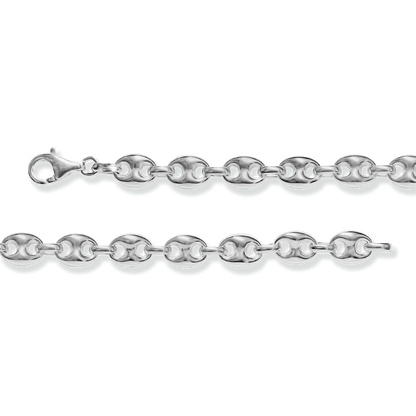 Franco Stellari Italian Sterling Silver Puffed Mariner Link Bracelet, 7.5"