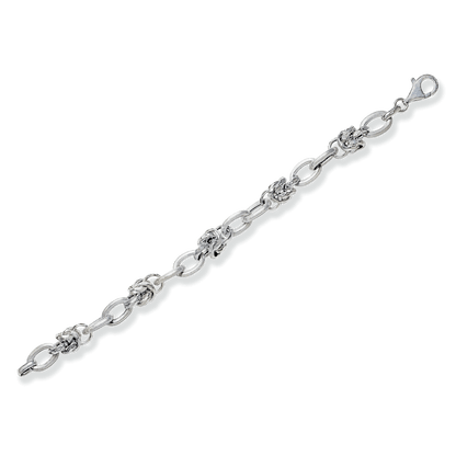 Franco Stellari Italian Sterling Silver Faceted Knots Link Bracelet, 7.5"