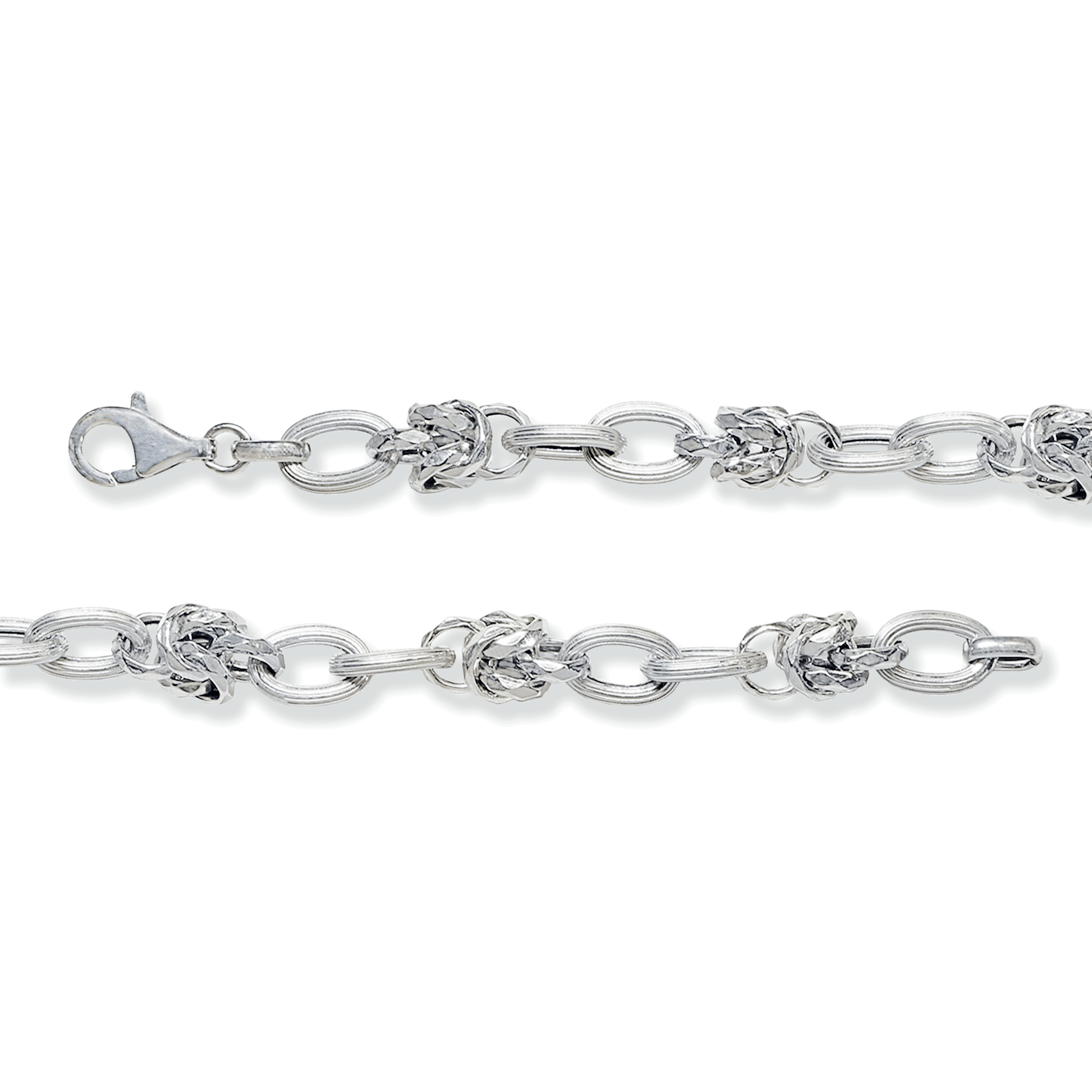 Franco Stellari Italian Sterling Silver Faceted Knots Link Bracelet, 7.5"