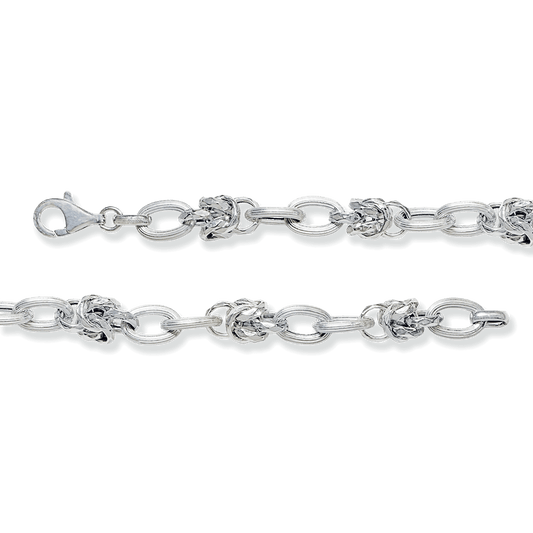 Franco Stellari Italian Sterling Silver Faceted Knots Link Bracelet, 7.5"