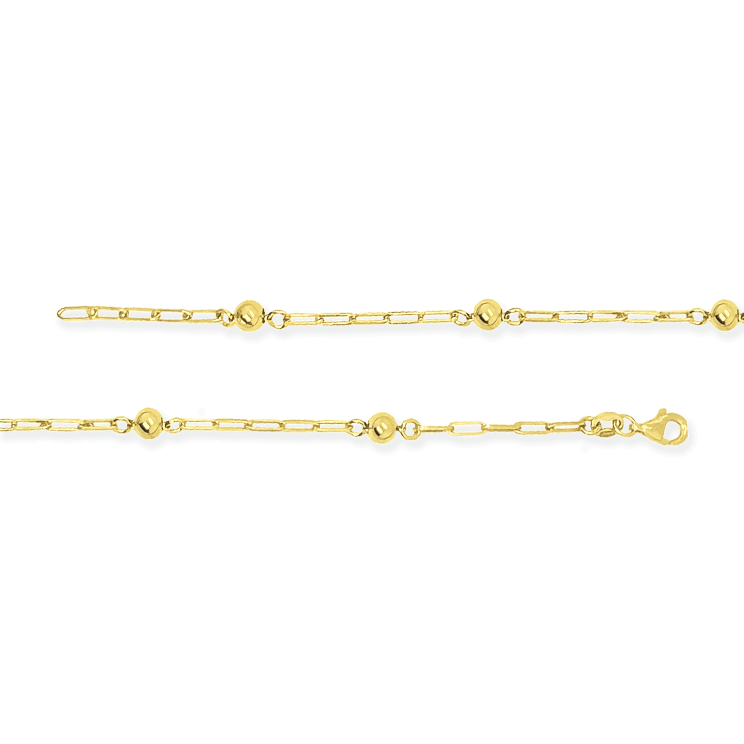 Stellari Gold Round Bead Paperclip Link Bracelet, Made in Italy