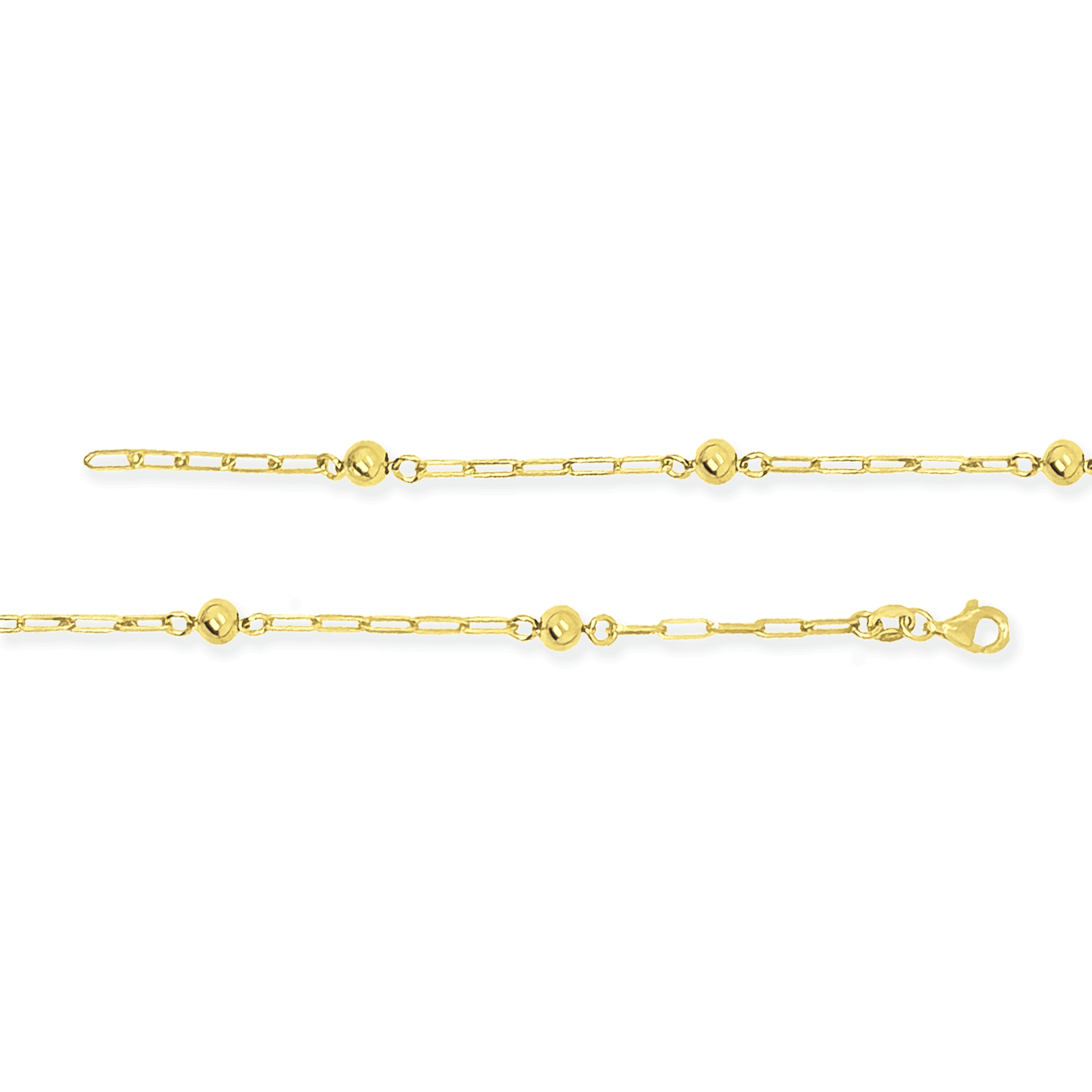 Stellari Gold Round Bead Paperclip Link Bracelet, Made in Italy