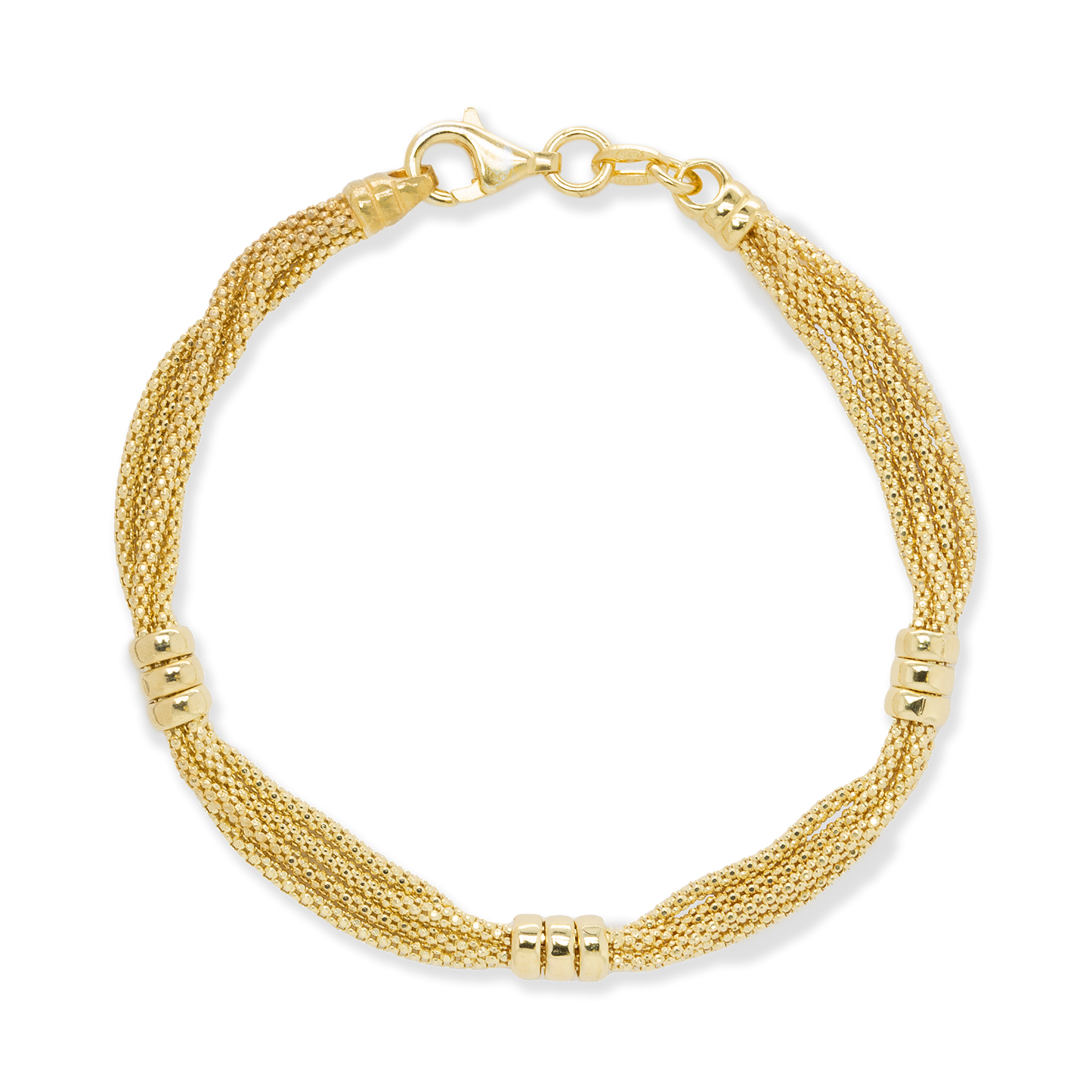 Stellari Gold Triple Strand Popcorn Bracelet