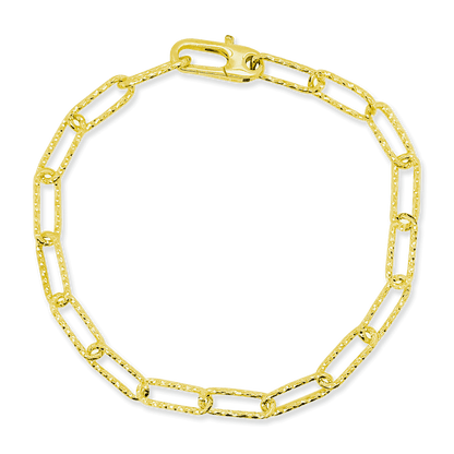 Stellari Gold Diamond-Cut PaperClip Open Link Bracelet