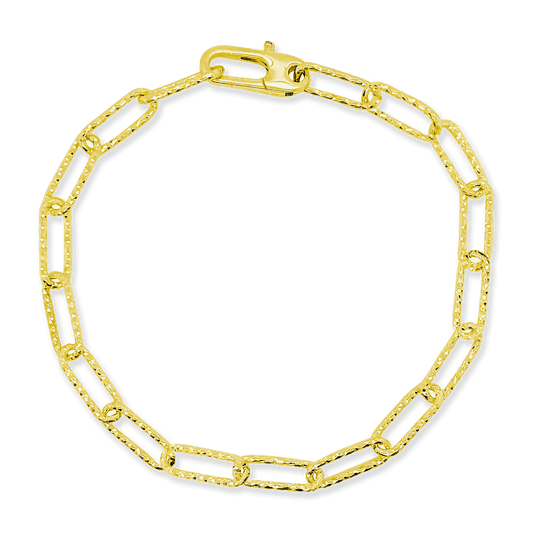 Stellari Gold Diamond-Cut PaperClip Open Link Bracelet