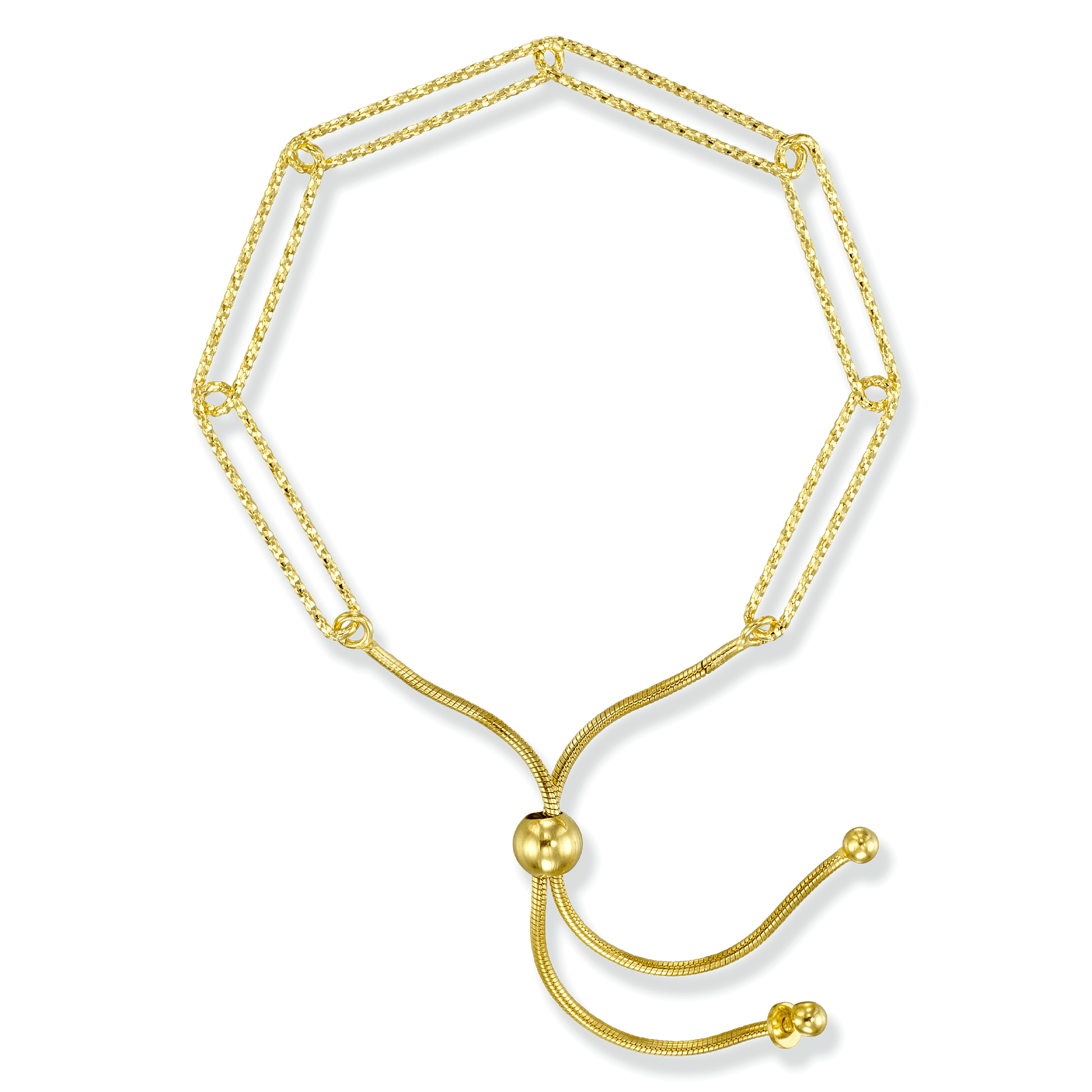 Gold bonded sterling silver paperclip bolo bracelet, adjustable