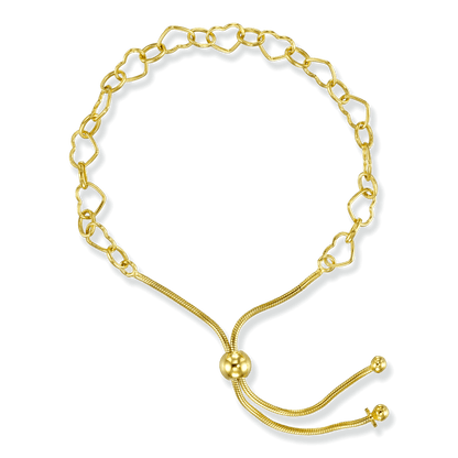 Gold bracelet with heart-shaped links in 18-karat gold bonded sterling silver