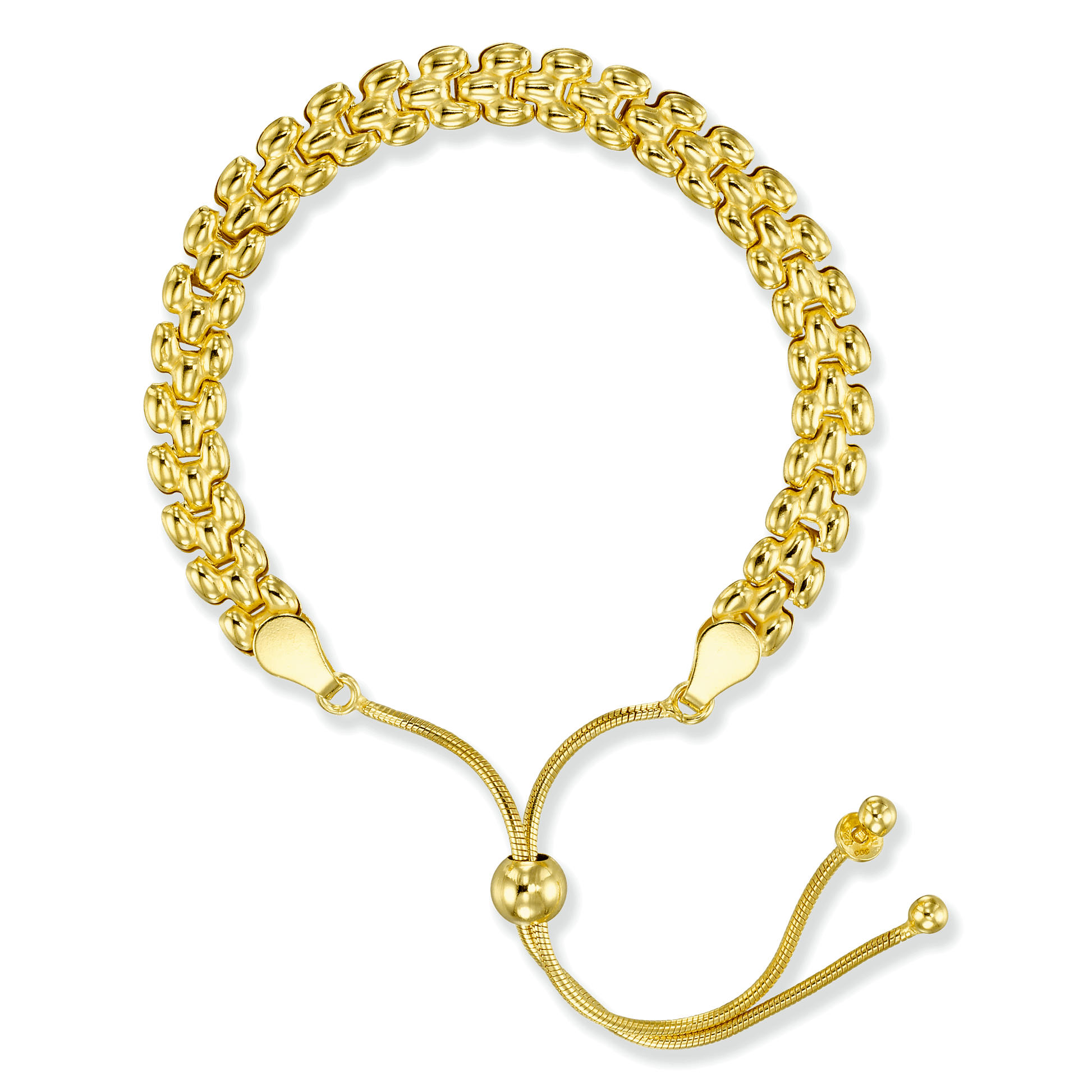 Gold panther bolo bracelet in Stellari Gold, 18K Gold Bonded Sterling Silver