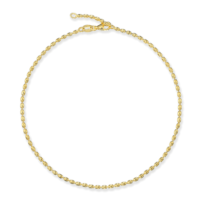 Stellari Gold Ovalina Beads Anklet in 18K Gold Bonded Sterling Silver, Made in Italy