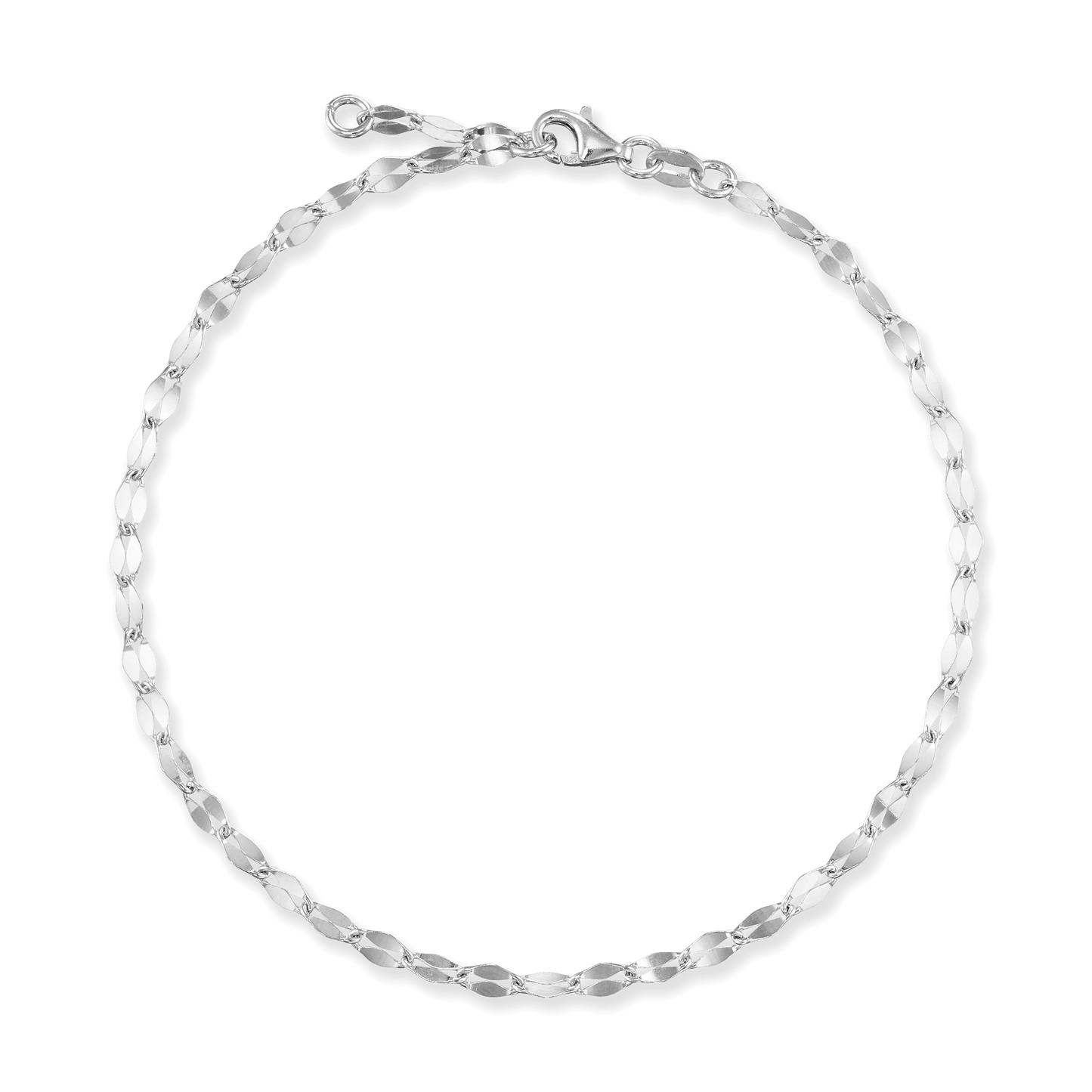 Sterling Silver Piatto Links Anklet