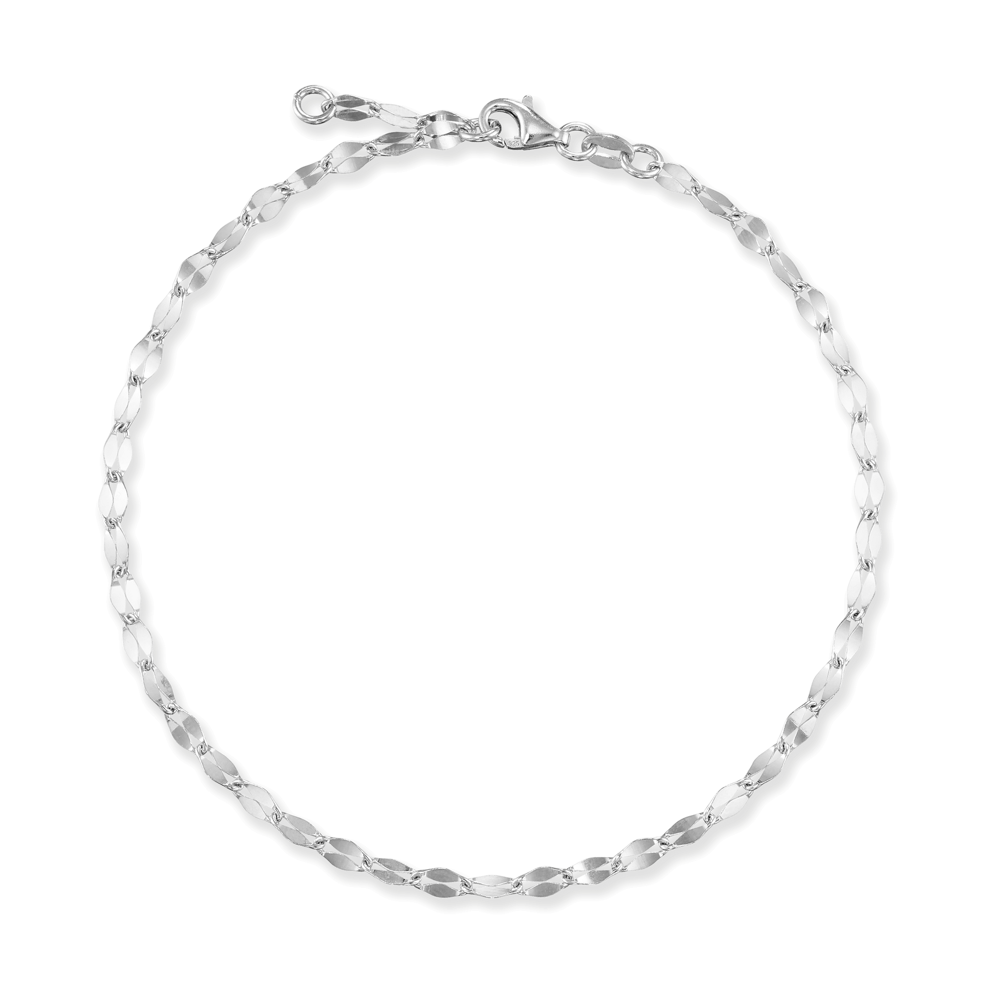 Sterling Silver Piatto Links Anklet
