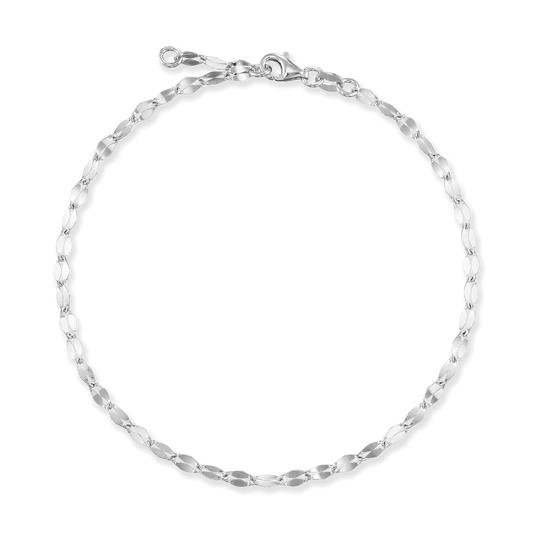 Sterling Silver Piatto Links Anklet